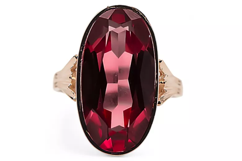 Rubí Oro rosa antiguo original de 14k Anillo Estilo vintage vrc113r